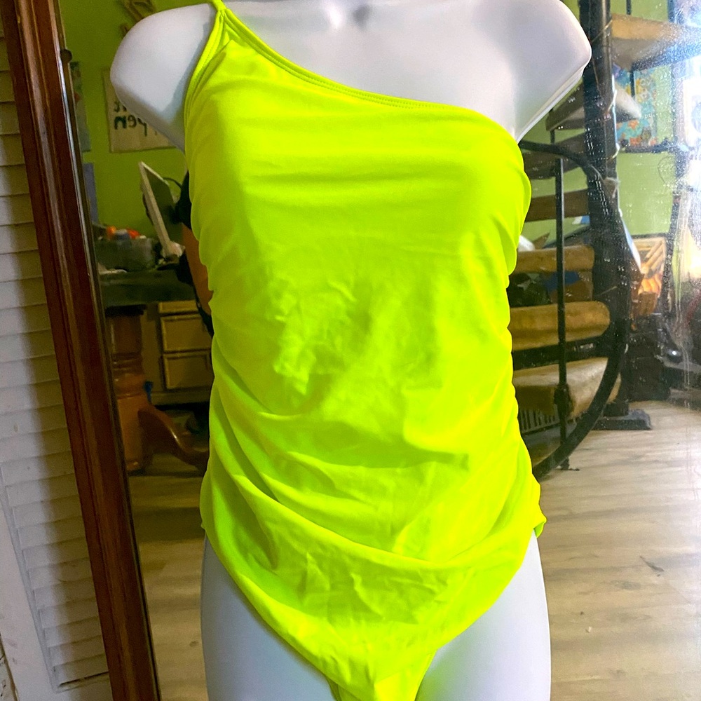 Woman’s neon one piece asymmetrical swimsuit nwot